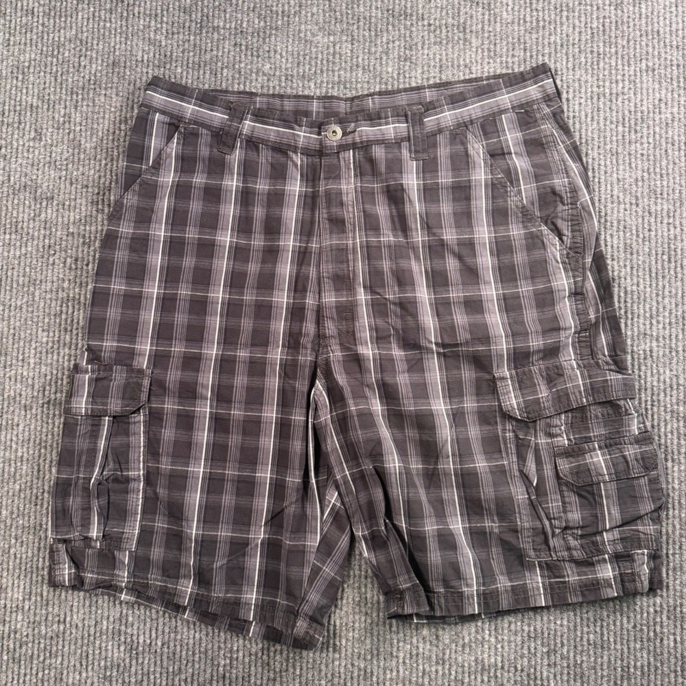 Wrangler Plaid Cargo Shorts Mens 36 Grunge Utility Y2K Skater‎ Cotton Dadcore